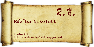 Rába Nikolett névjegykártya